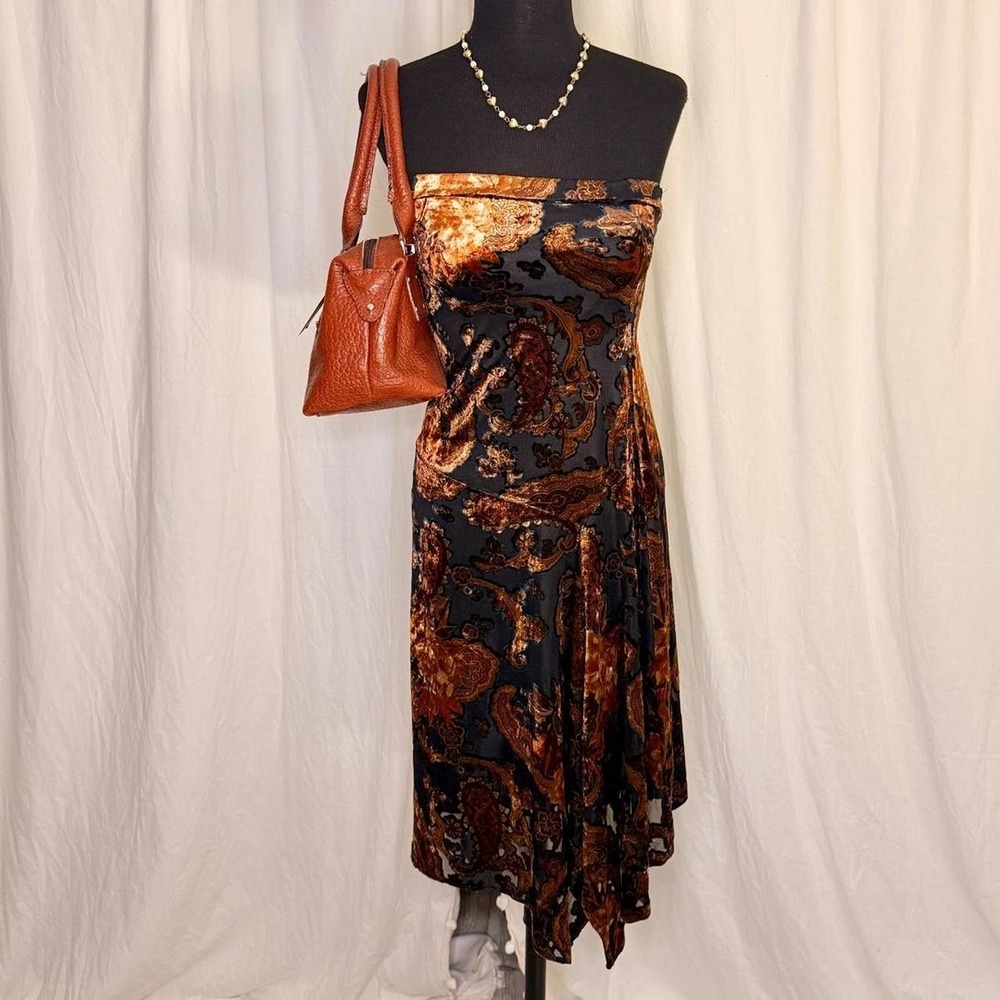 Vintage Ruby Size M Paisley Burnout Velvet Strapless Dress